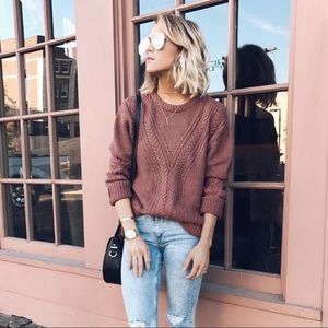 Mauve cable knit sweater